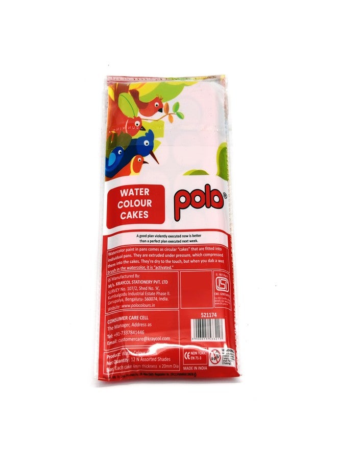 polo Water Color Cake Set - 12 Vibrant Shades (23mm) | Pack of 2 | Non-Toxic, Easy-to-Use Watercolors for Painting, Art Projects, and School Supplies - Ideal for Kids and Adults - Image 2